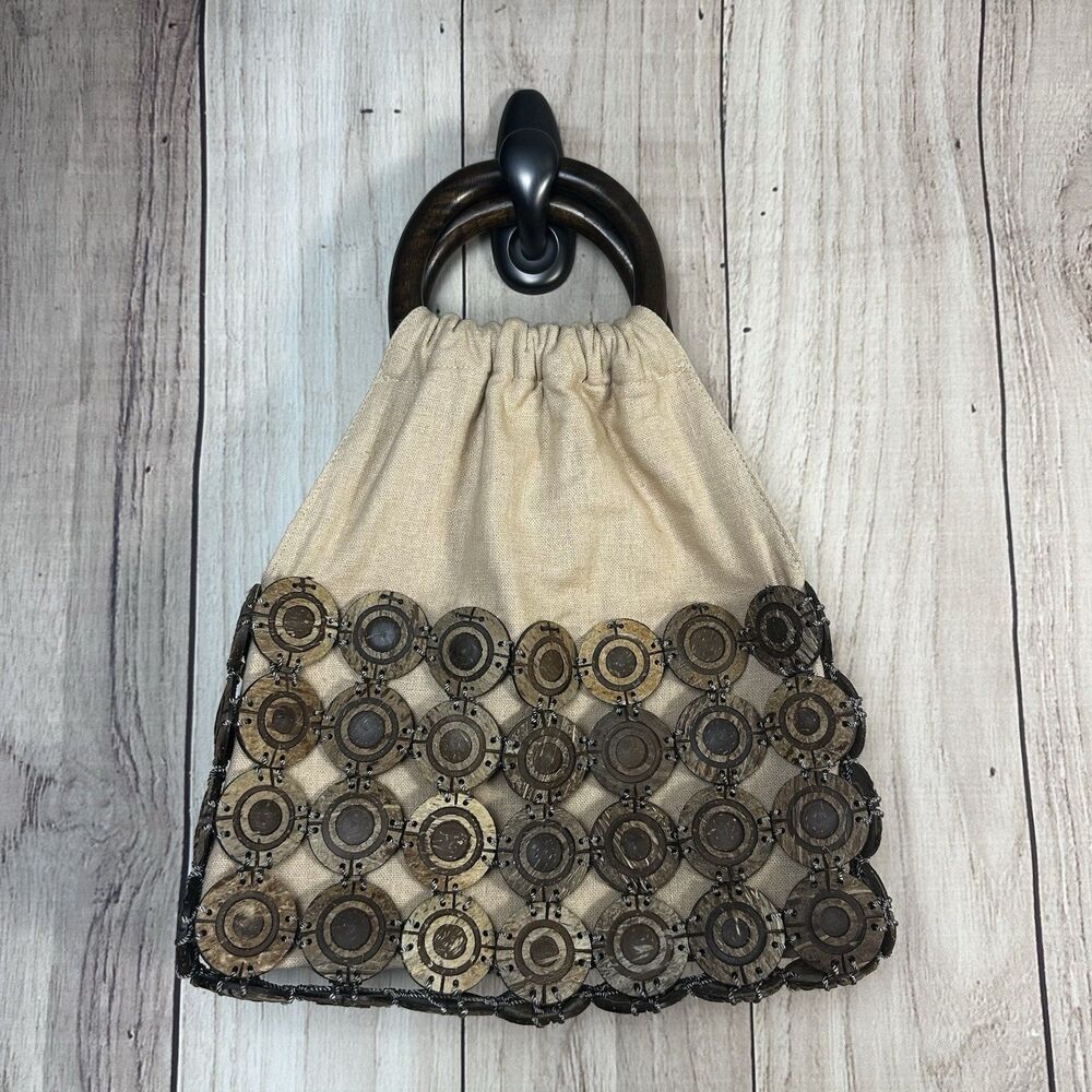 Vintage Isha’s Collection Handmade Coconut Shell Handbag